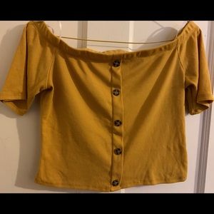 Yellow off the shoulder crop top